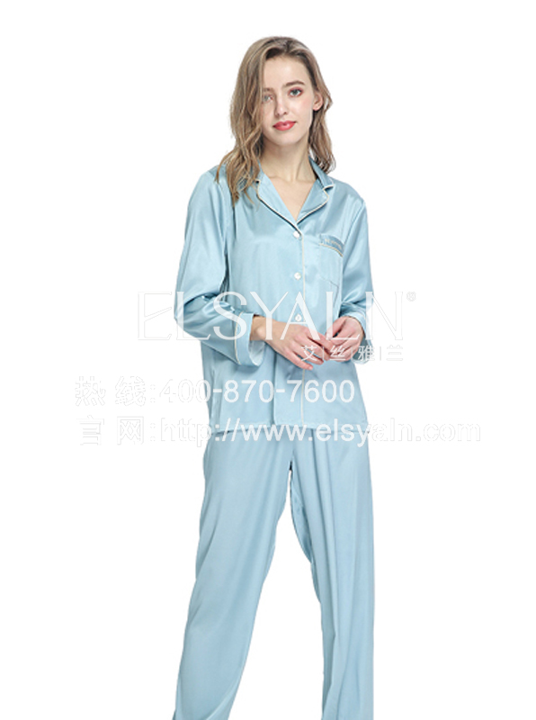 艾丝雅兰 A-Y501 501-1 蔚蓝梦境丝绸睡衣单人装